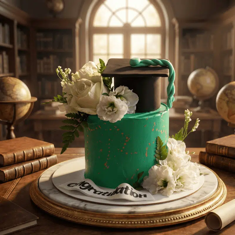 graduation green cake new