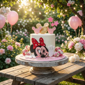 mini mouse pink fondant cake