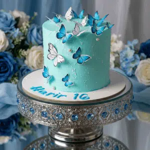 sky blue butterfly cake new