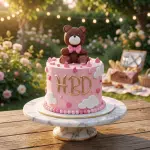 teddy pink cake new