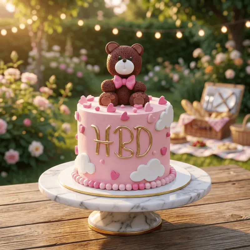 teddy pink cake new