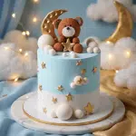 teddy white and blue cake new