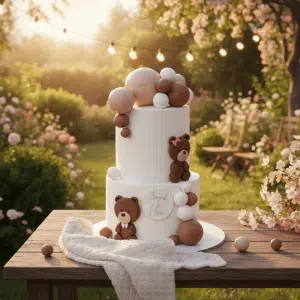 teddy white and brown layer cake new