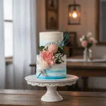 blue wedding layer cake new