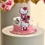 pink white hello kitty cake