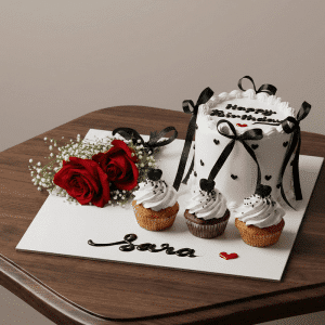 isfahan white cake cupcake flowers combo