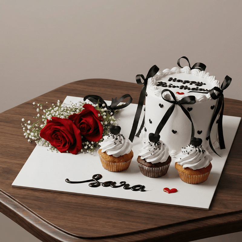 isfahan white cake cupcake flowers combo