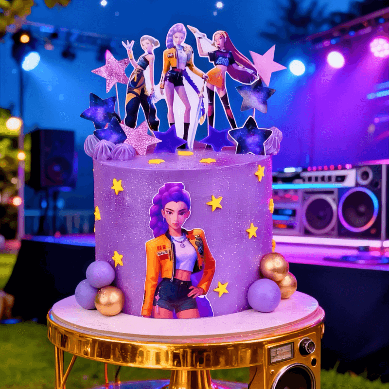purple Kpop stars cake