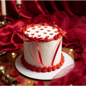 ribbon valentine cake