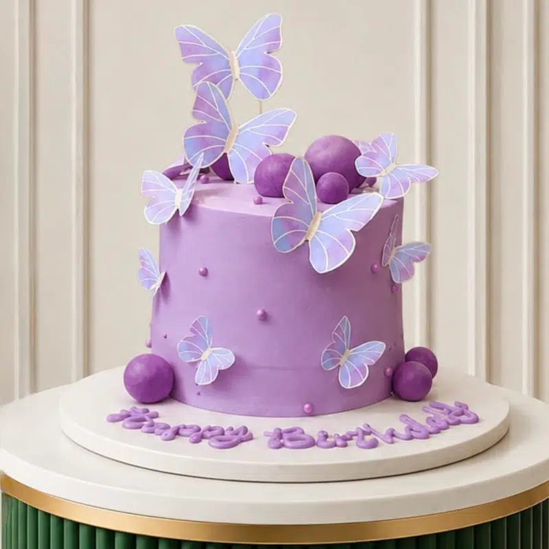 HBD purple butterfly cake Birthday Purple Butterfly Cake - Image 1