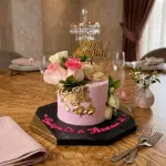 anniversary pink flower cake