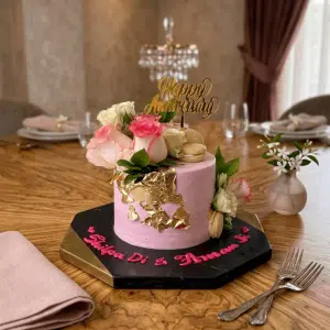 anniversary pink flower cake