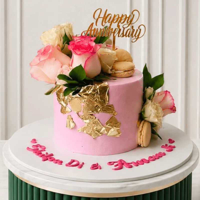 Anniversary Pink Flower Cake