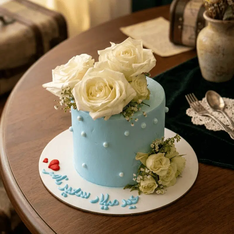 ivory flower blue cake ivory flower blue cake
