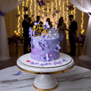 purple butterfly hbd cake