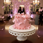 ribbon peach butterfly cake