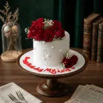 white pearls redrose cake