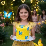 yellow blue butterfly cake