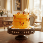 yellow pearls butterfly cake