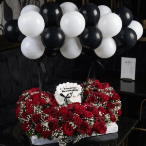 Red flower white cake premium combo