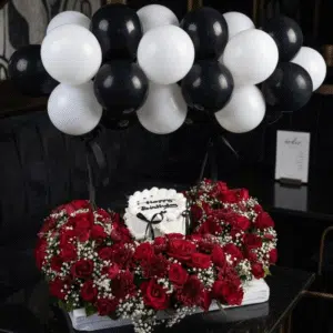 Red flower white cake premium combo