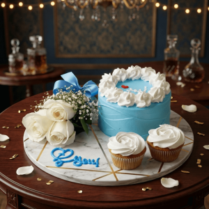 blue cake cupcake flower