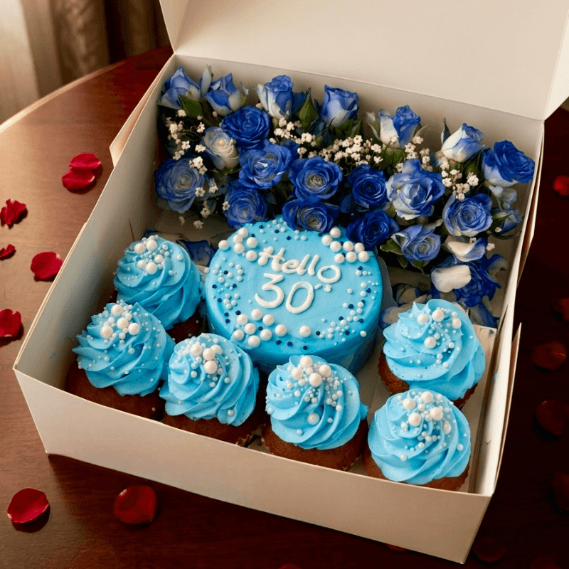 blue floral cake box