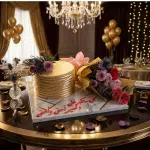 golden cake flower combo