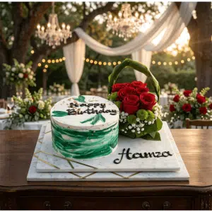 green cake flower combo