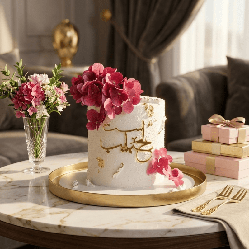 queen mom floral cake