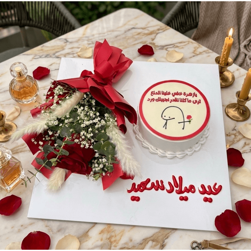 red rose cake combo