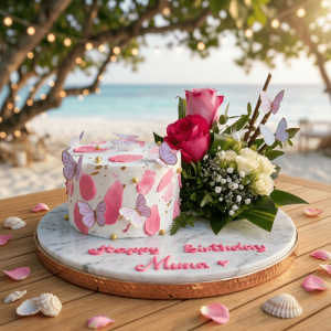 white butterfly cake flower combo