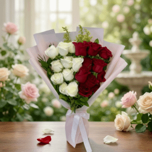 Ivory Red duo bouquet