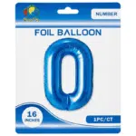 blue 0 number foil balloon