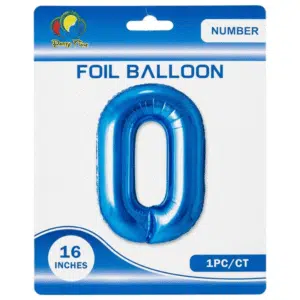 blue 0 number foil balloon
