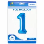 blue 1 number foil balloon