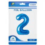 blue 2 number foil balloon