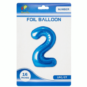 blue 2 number foil balloon