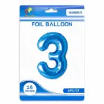 blue 3 number foil balloon