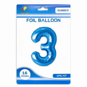 blue 3 number foil balloon