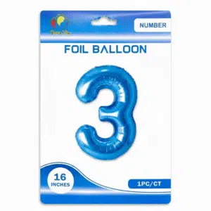 blue 3 number foil balloon