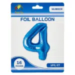 blue 4 number foil balloon