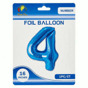 blue 4 number foil balloon