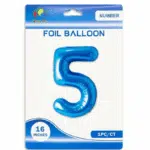 blue 5 number foil balloon