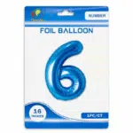 blue 6 number foil balloon