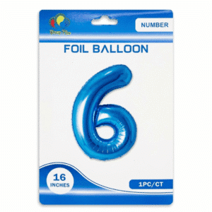 blue 6 number foil balloon