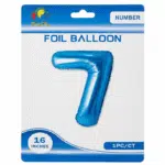 blue 7 number foil balloon