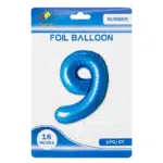 blue 9 number foil balloon