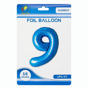 blue 9 number foil balloon
