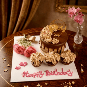 chocolate floral cake cupcakes combo